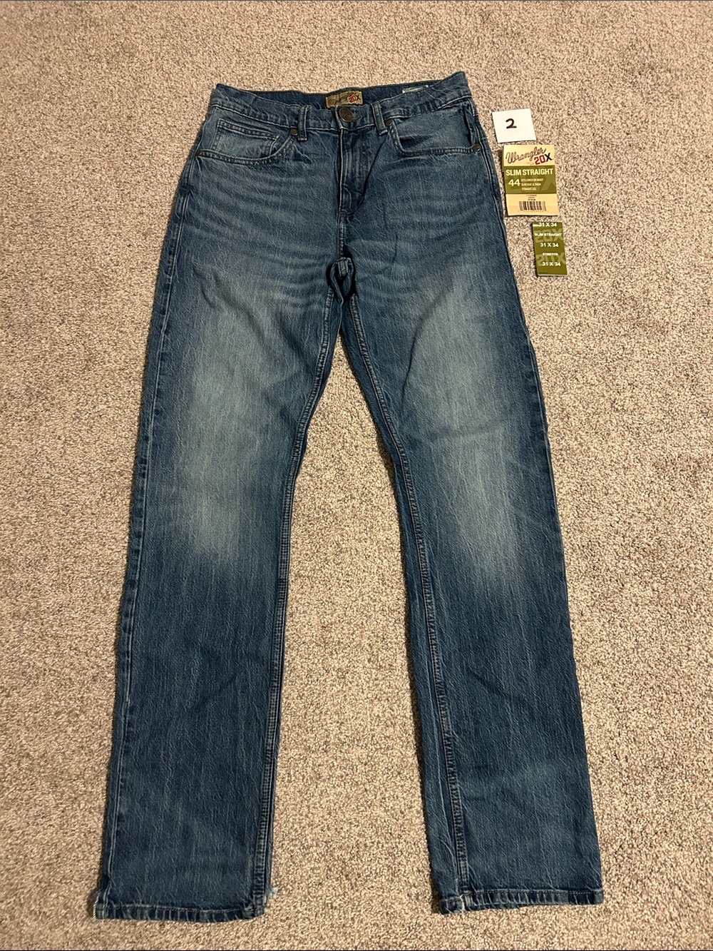 Men’s Wrangler 20X Style 44 Slim Straight Jeans Size 31x34 New With Tags